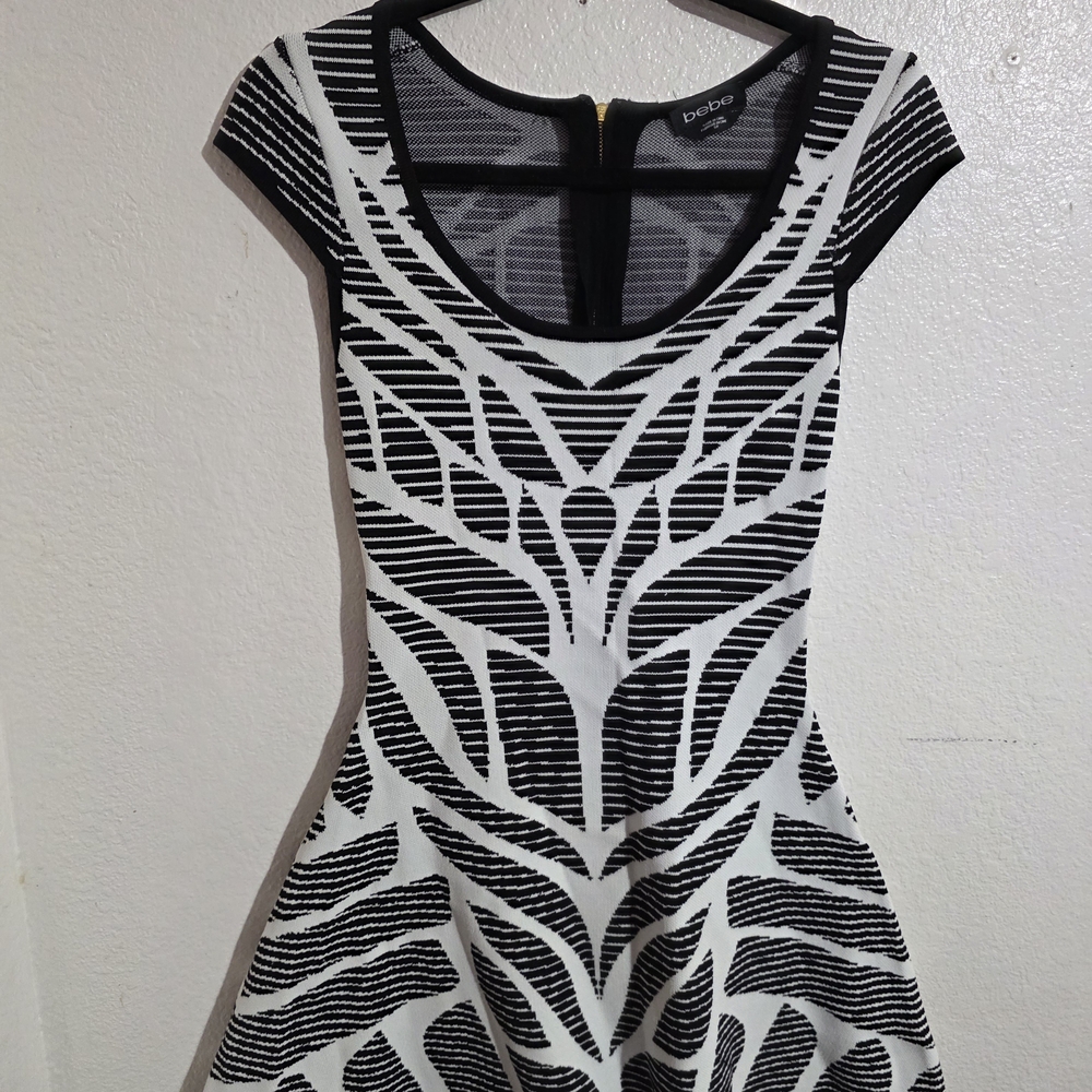 Bebe Black and White Patterned Dress